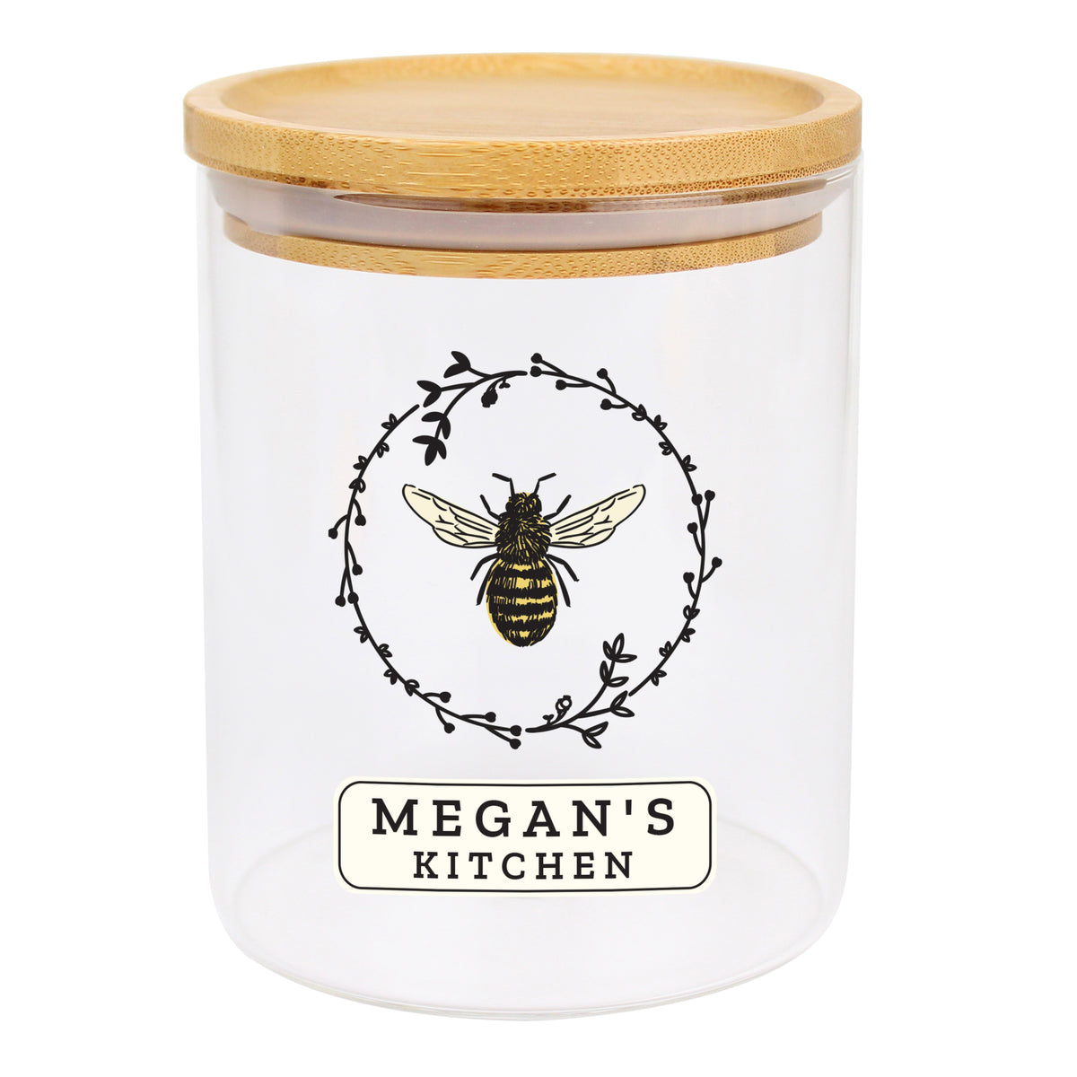 Personalised Bee Glass Jar | A Sweet & Stylish Way to Store Your Essentials - Artfully Curated Creations and identify whats in the image