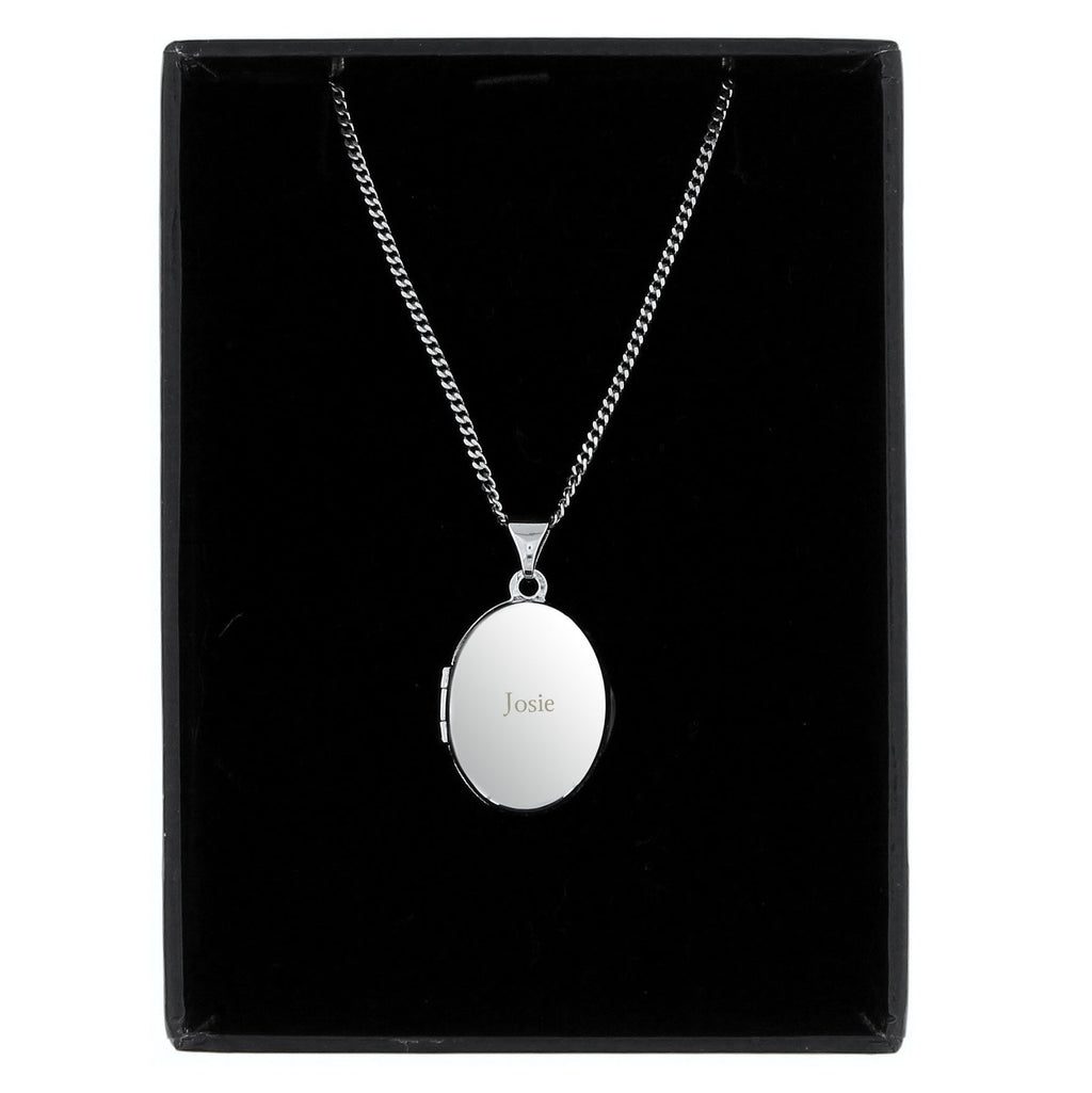 Personalised Sterling Silver Oval Locket | Engraved Name & Photo Keepsake Gift Box