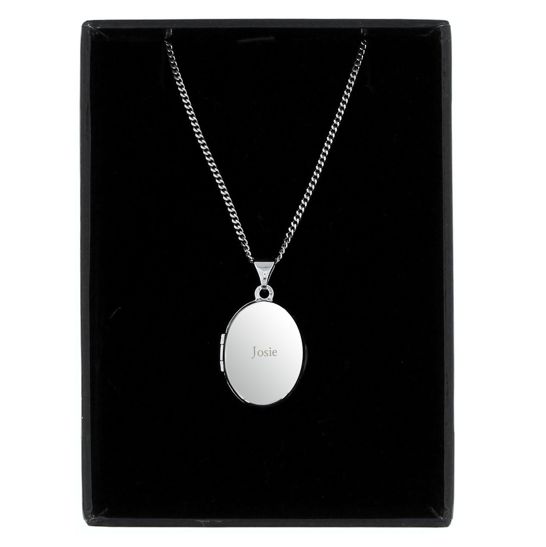 Personalised Sterling Silver Oval Locket | Engraved Name & Photo Keepsake Gift Box