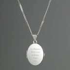 Personalised Sterling Silver Oval Locket | Engraved 5‑Line Message & Photo Keepsake Gift Box
