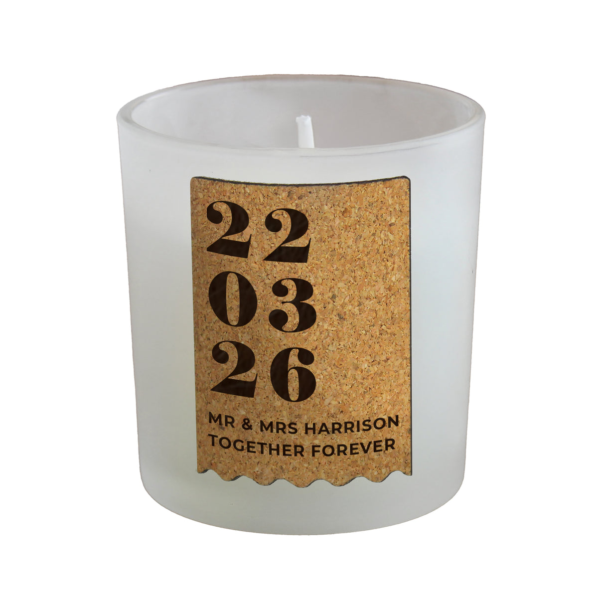 Personalised Vanilla Anniversary Cork Label Candle Jar | Custom Date & Message Keepsake - Artfully Curated Creations and identify whats in the image