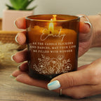 Personalised Floral Amber Glass Vanilla Candle Jar | Custom Message Gift for Any Occasion