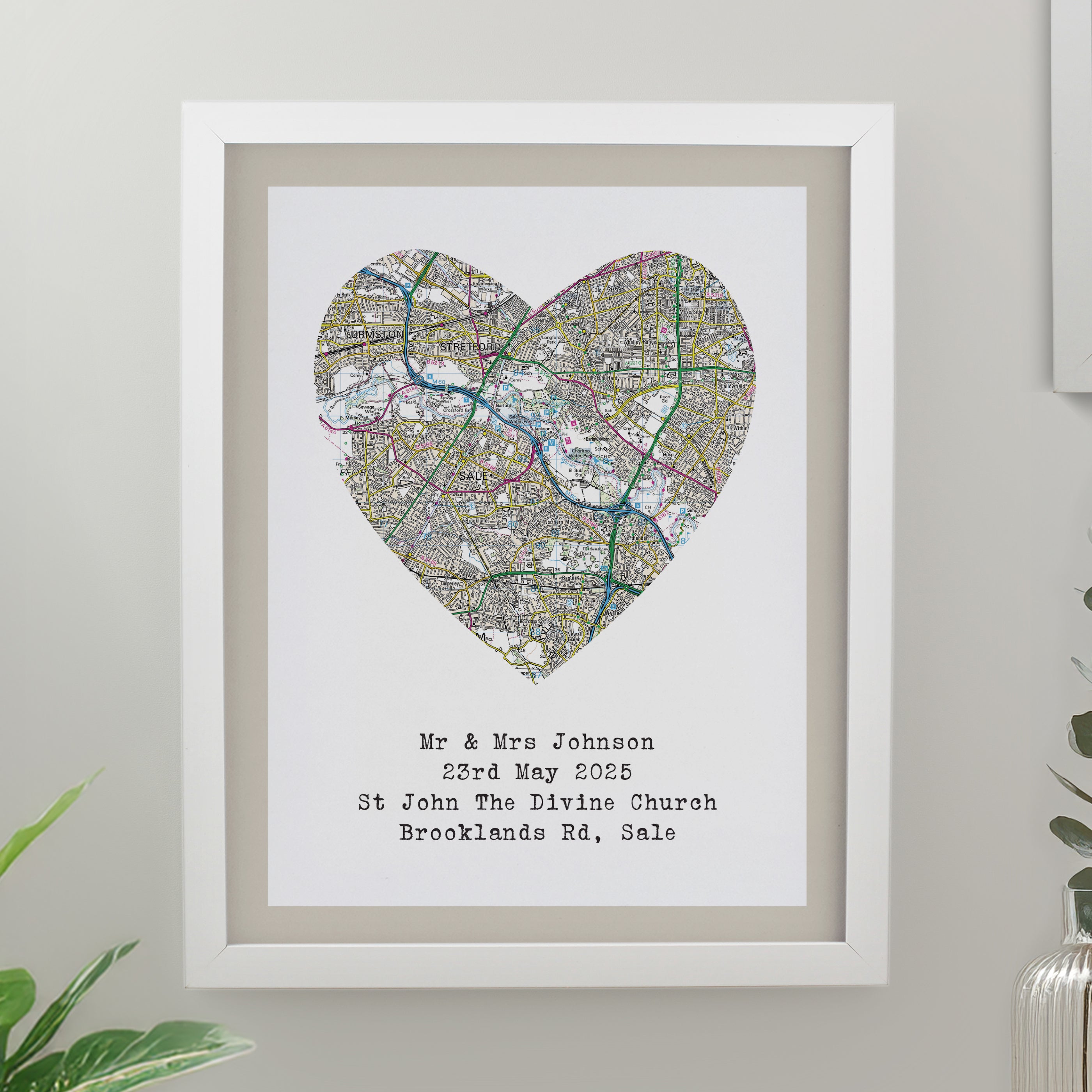Personalised Present Day Map Framed Print | A Meaningful Gift for Any Occasion