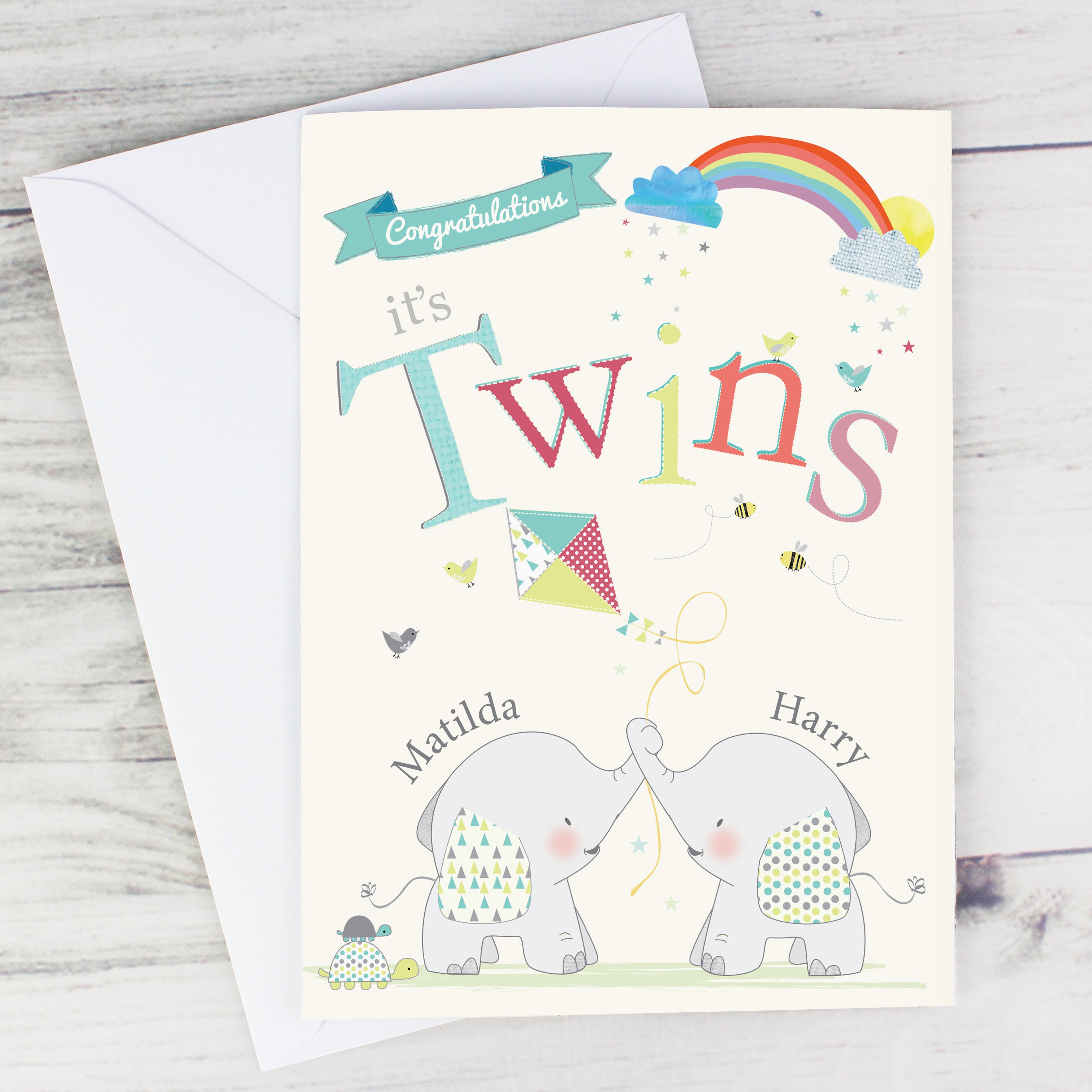 Personalised ‘Congratulations It’s Twins’ Greeting Card | A Sweet Welcome for Double the Joy