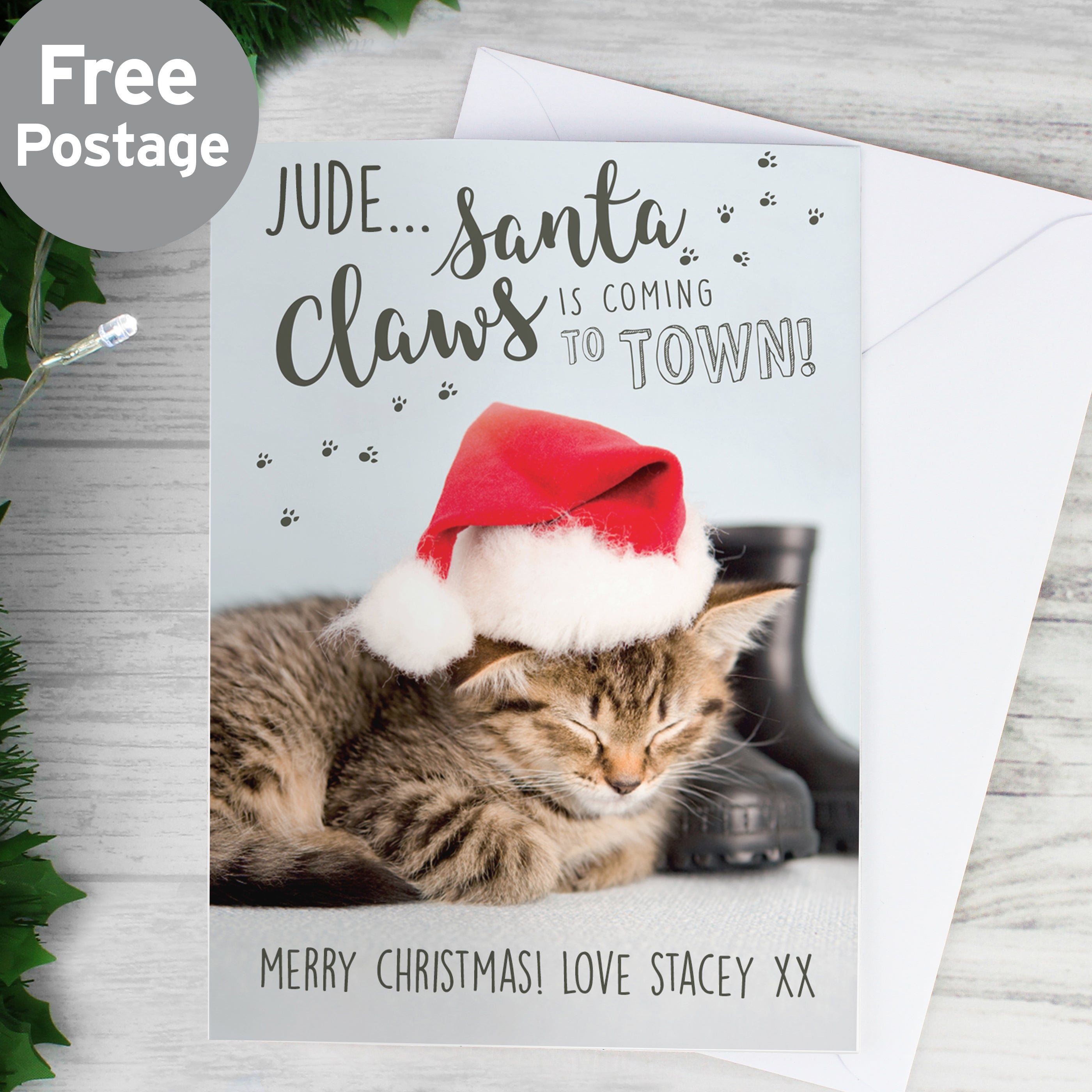 Personalised Rachael Hale “Santa Claws” Christmas Cat Card | The Purrfect Festive Surprise