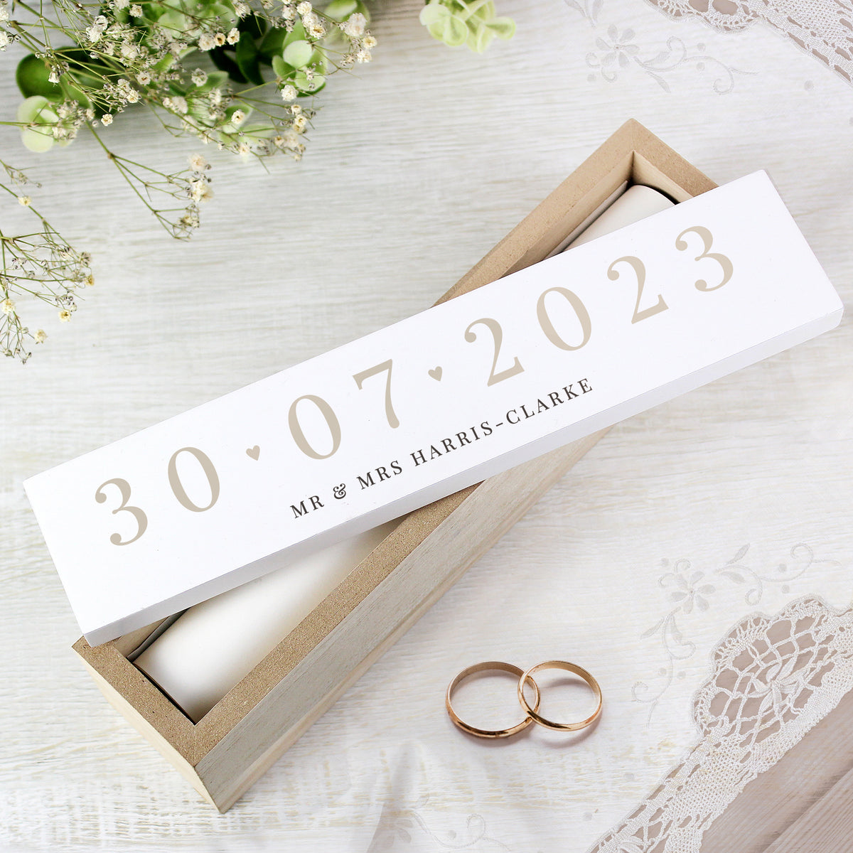 Personalised Special Date Wooden Certificate Holder | A Beautiful Way to Protect Precious Memories - Artfully Curated Creations and identify whats in the image