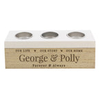 Personalised Wooden Triple Tealight Holder | A Heartfelt Keepsake for Any Home
