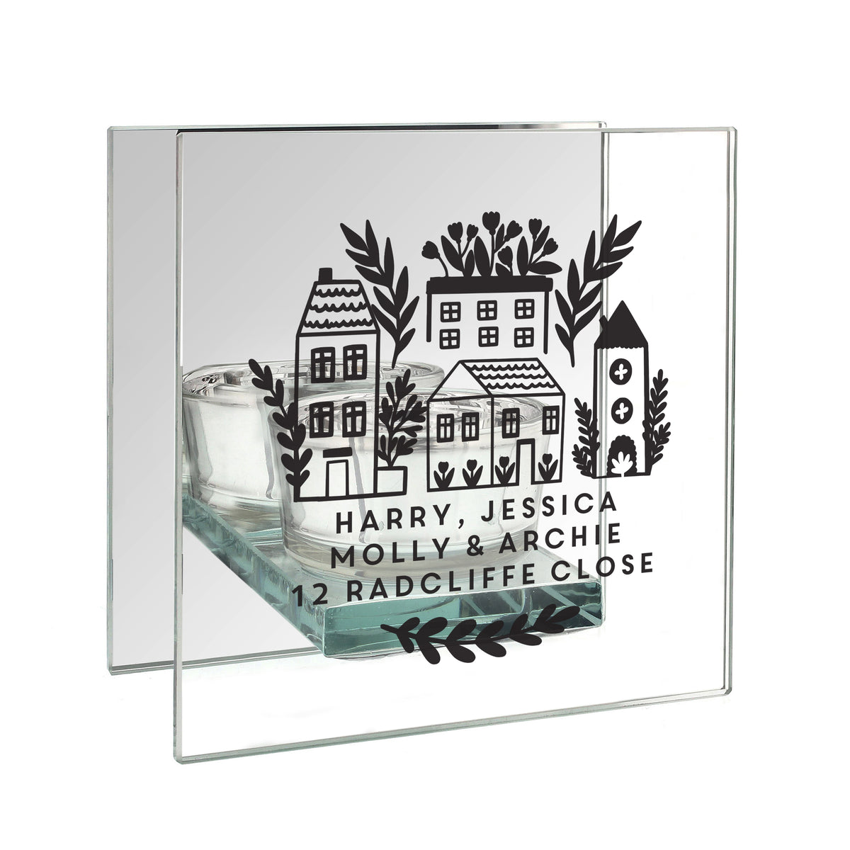Personalised Mirrored Glass Tealight Holder | Custom Home Décor Gift - Artfully Curated Creations and identify whats in the image