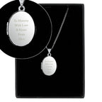 Personalised Sterling Silver Oval Locket | Engraved 5‑Line Message & Photo Keepsake Gift Box