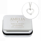 Personalised Sterling Silver Heart Necklace | Engraved Chrome Gift Box