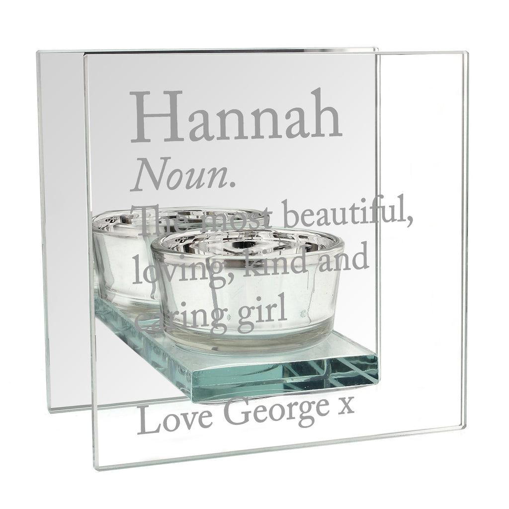 Personalised Mirrored Glass Tea Light Holder | A Stylish Gift for Any Occasion