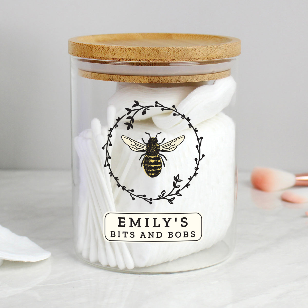 Personalised Bee Glass Jar | A Sweet & Stylish Way to Store Your Essentials - Artfully Curated Creations and identify whats in the image
