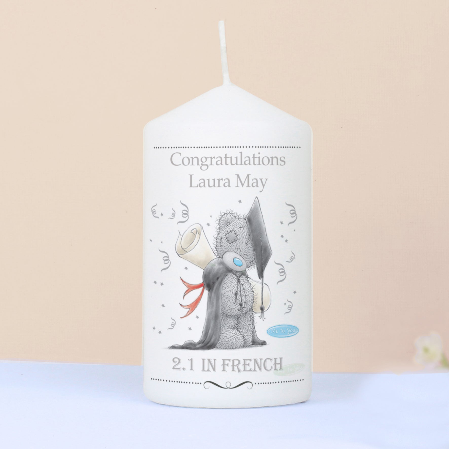 Me to You ‘Graduation’ Personalised Pillar Candle | A Thoughtful Well Done Gift