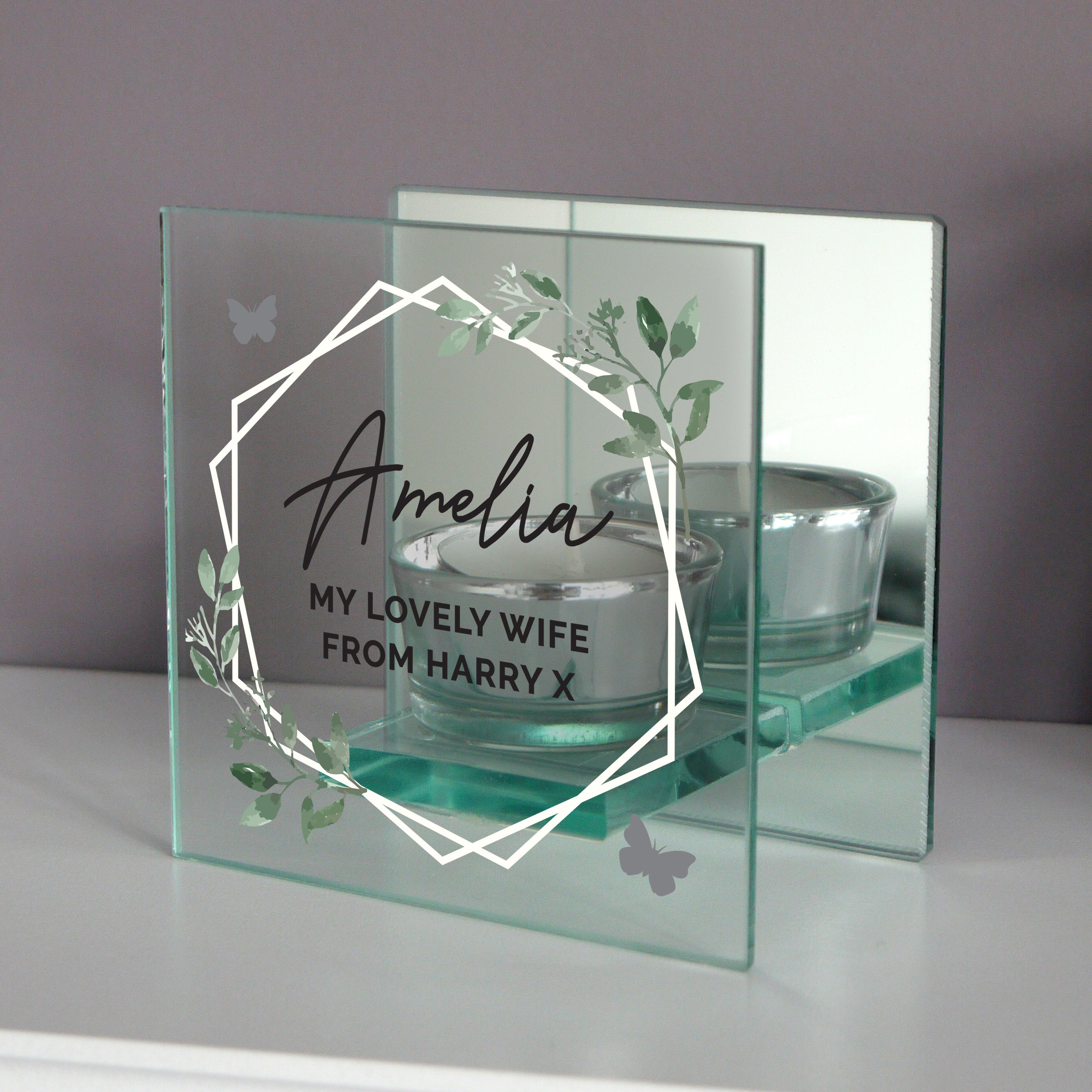 Personalised Mirrored Glass Tea Light Holder | A Modern & Thoughtful Gift