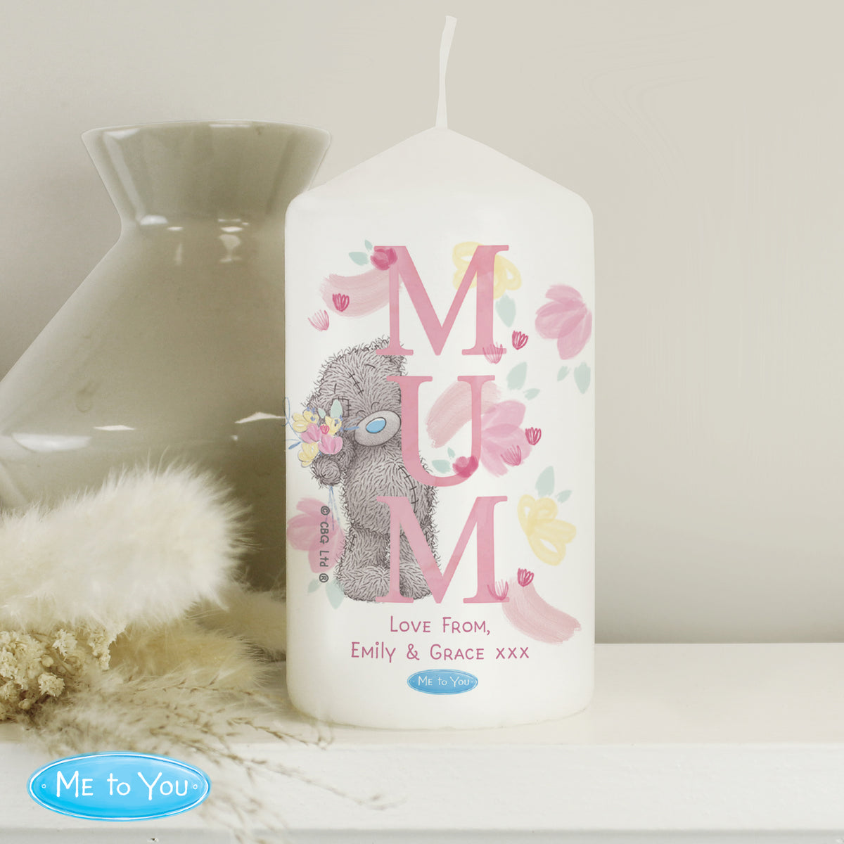 Me to You ‘MUM’ Personalised Pillar Candle | A Heartfelt Gift For Mum - Artfully Curated Creations and identify whats in the image