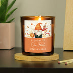 Personalised Amber Glass Vanilla Candle Jar | Custom Autumn & Halloween Gift