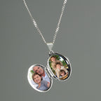 Personalised Sterling Silver Oval Locket | Engraved 5‑Line Message & Photo Keepsake Gift Box