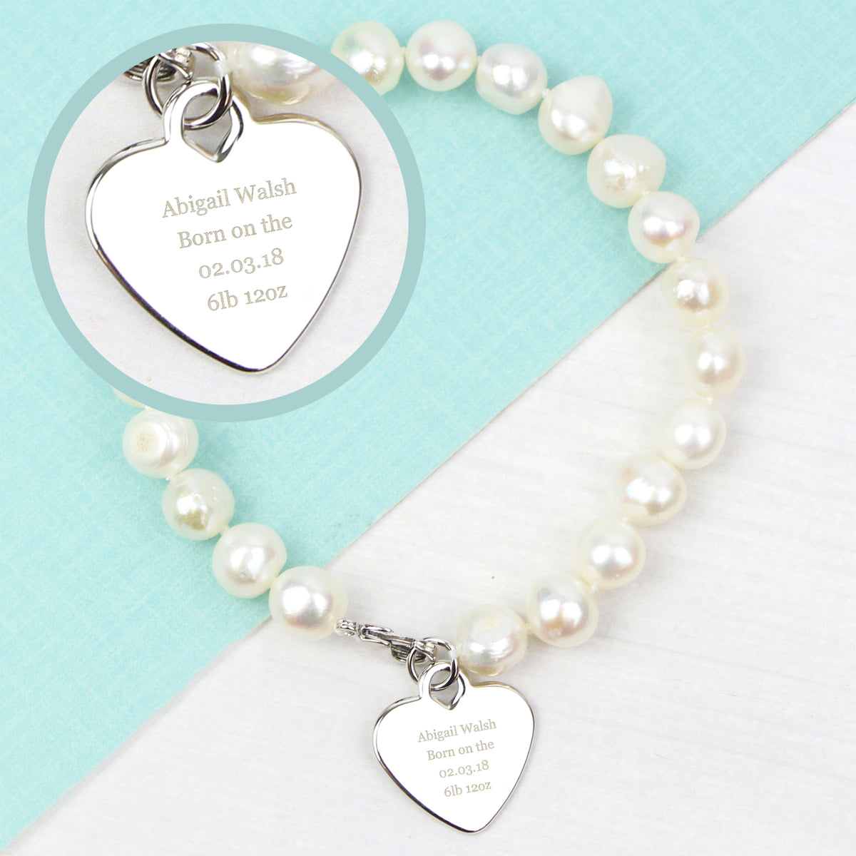 Personalised White Freshwater Pearl Bracelet | Engraved Message Gift Box - Artfully Curated Creations and identify whats in the image