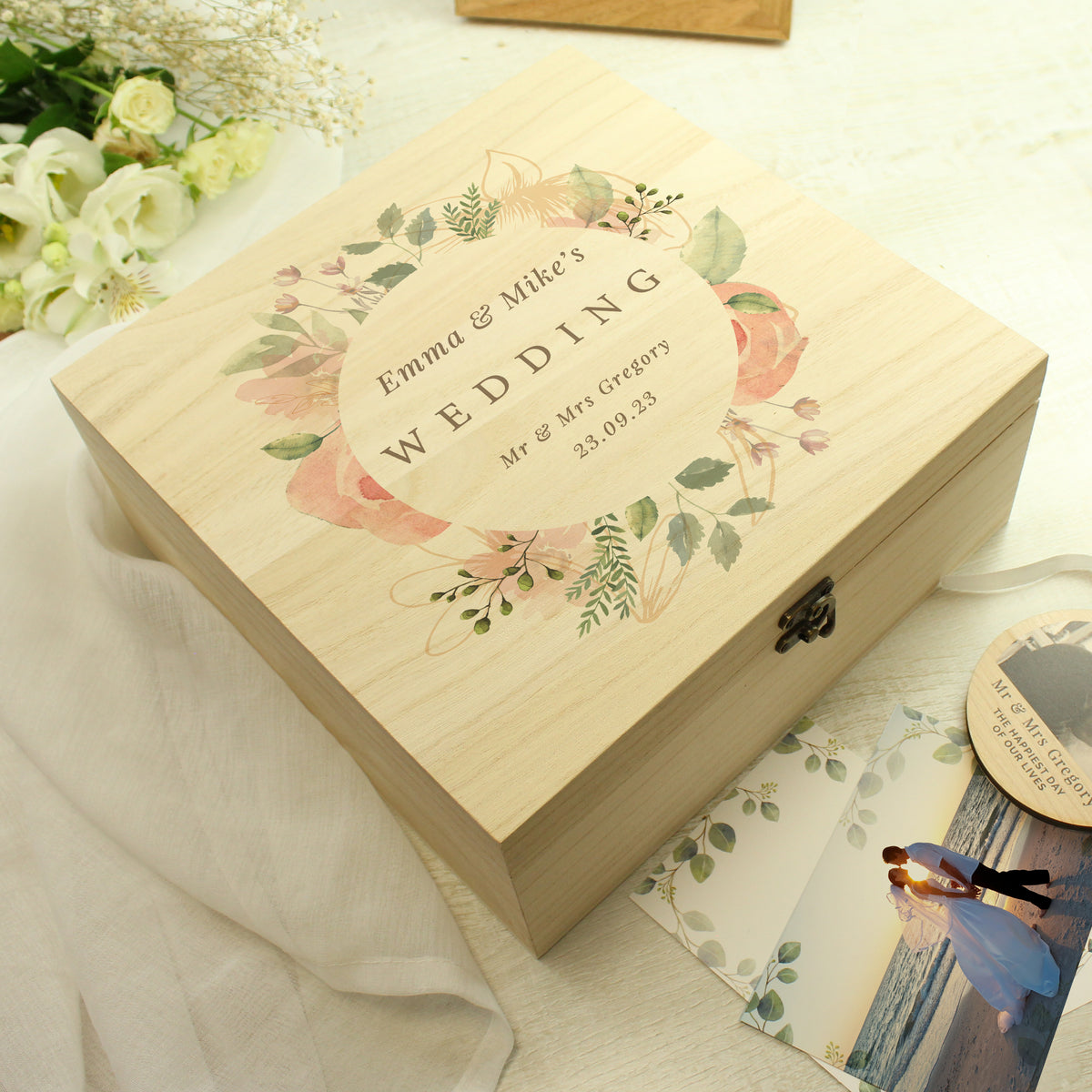 Personalised Wooden Keepsake Box | A Beautiful Place to Store Treasured Memories - Artfully Curated Creations and identify whats in the image