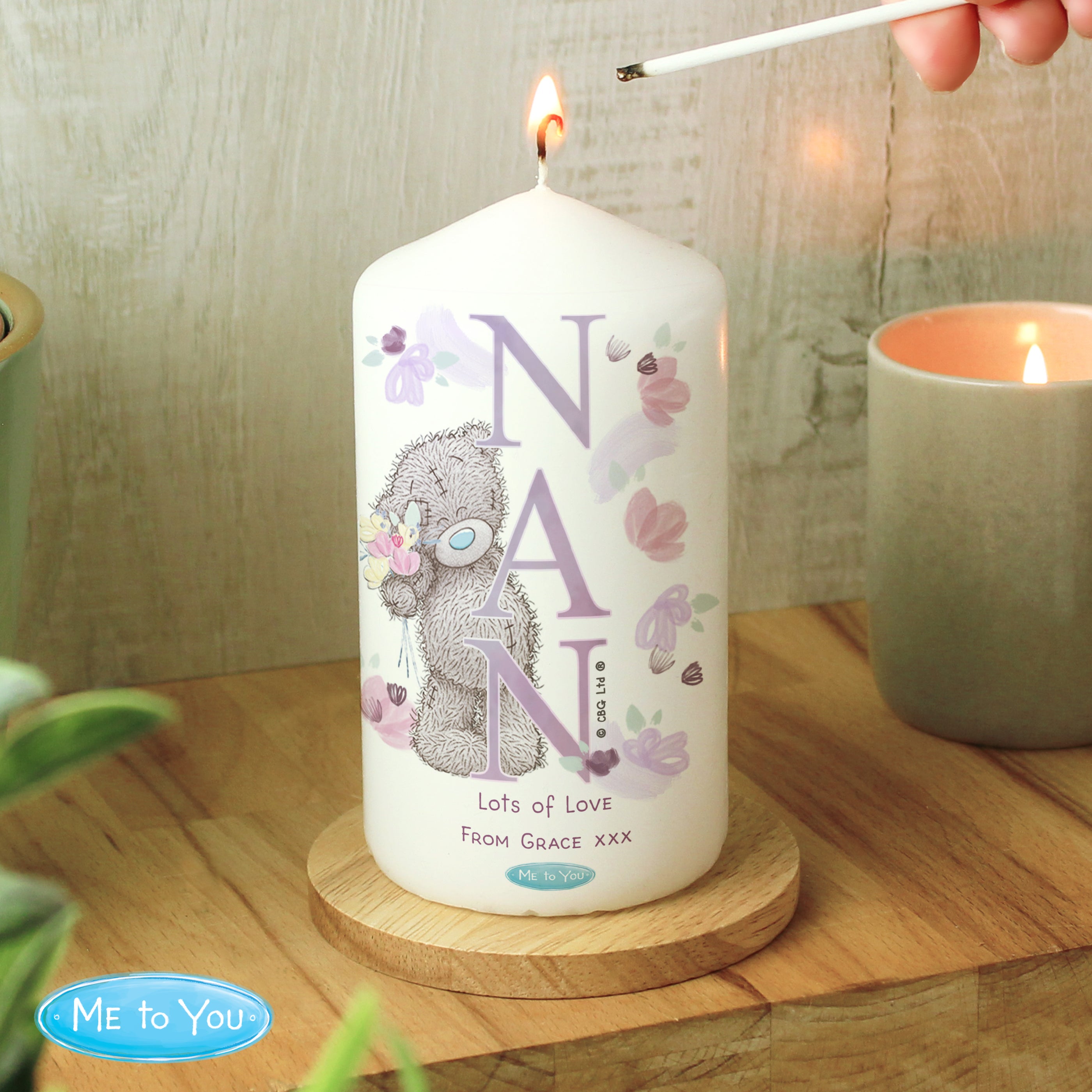Me to You ‘NAN’ Personalised Pillar Candle |  A Heartfelt Gift For Nan