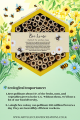 Wooden Bee Hotel Garden Insect House for Solitary Bees Eco Friendly Pollinator Habitat