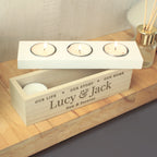 Personalised Wooden Triple Tealight Holder | A Heartfelt Keepsake for Any Home