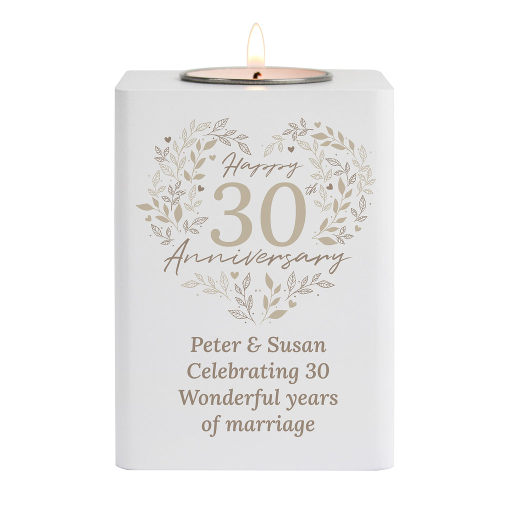 Personalised 30th Anniversary Tealight Holder | Pearl Anniversary Keepsake