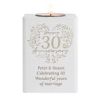 Personalised 30th Anniversary Tealight Holder | Pearl Anniversary Keepsake
