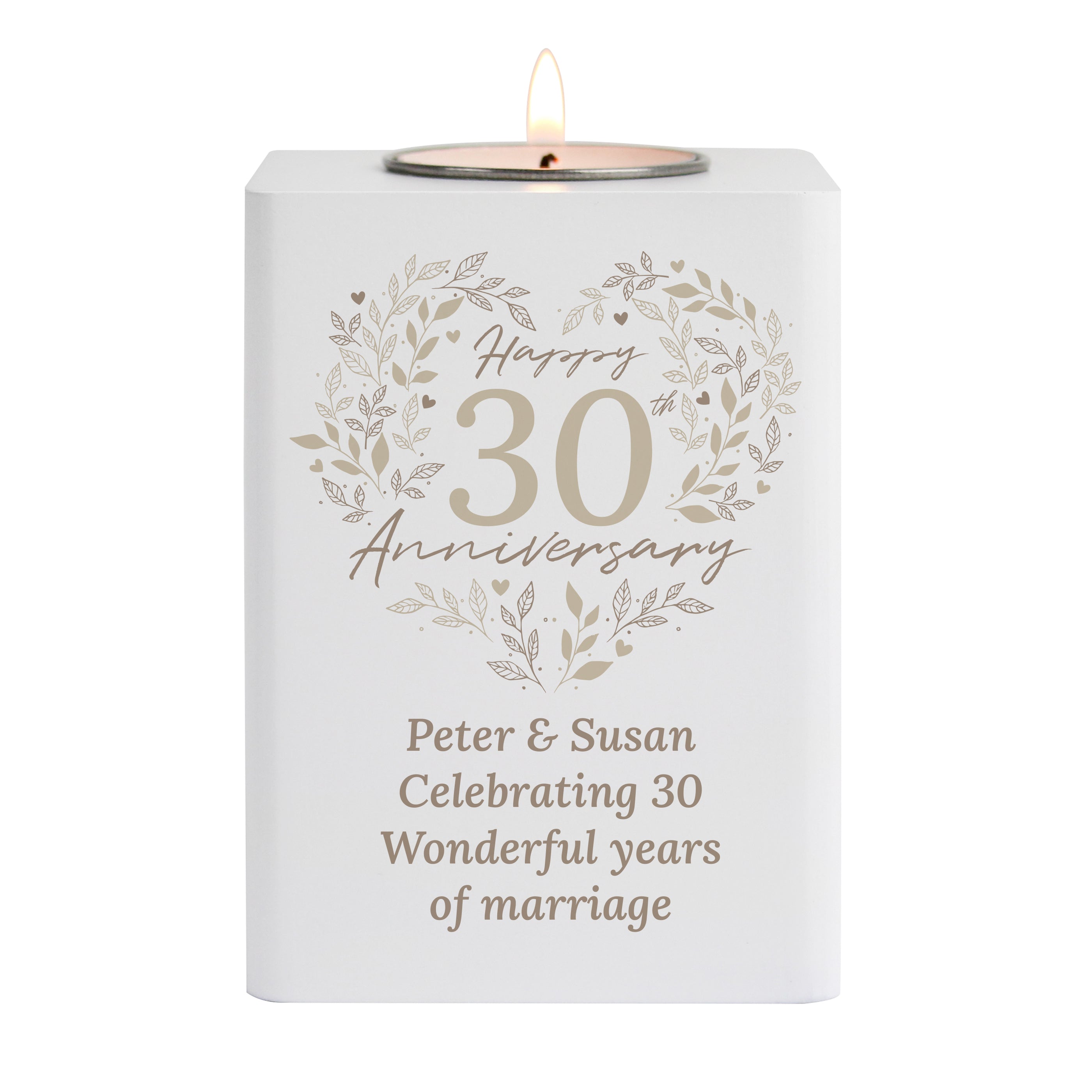 Personalised 30th Anniversary Tealight Holder | Pearl Anniversary Keepsake