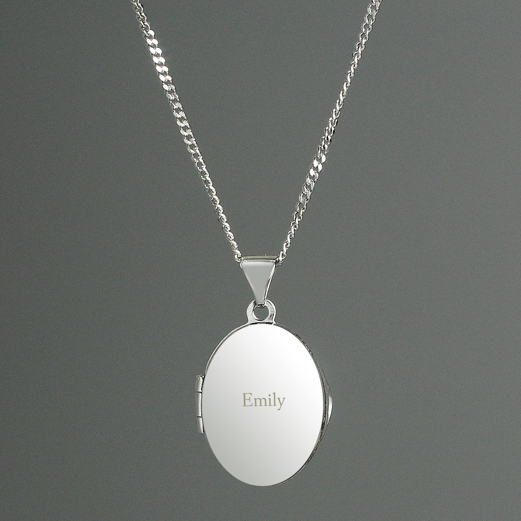 Personalised Sterling Silver Oval Locket | Engraved Name & Photo Keepsake Gift Box