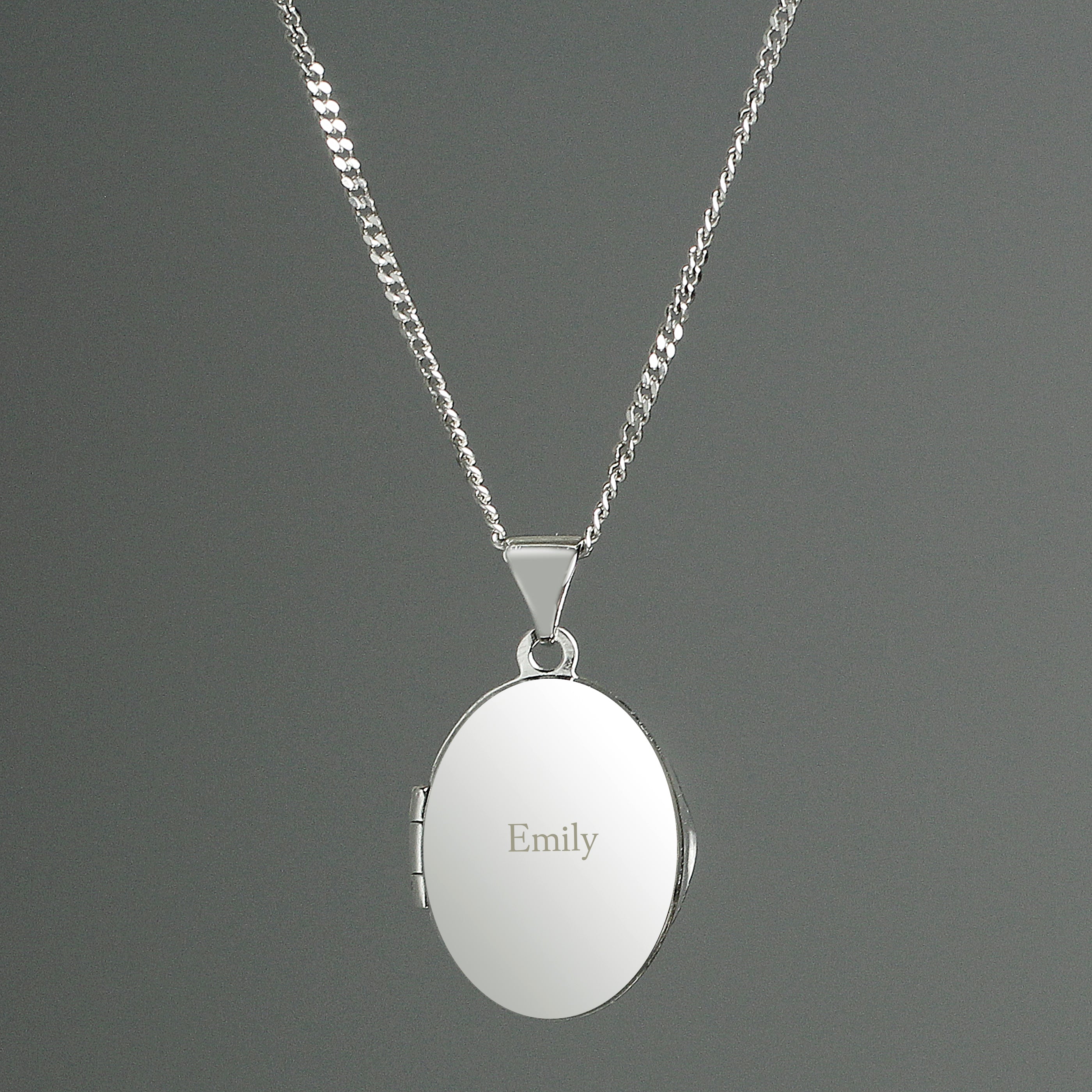 Personalised Sterling Silver Oval Locket | Engraved Name & Photo Keepsake Gift Box