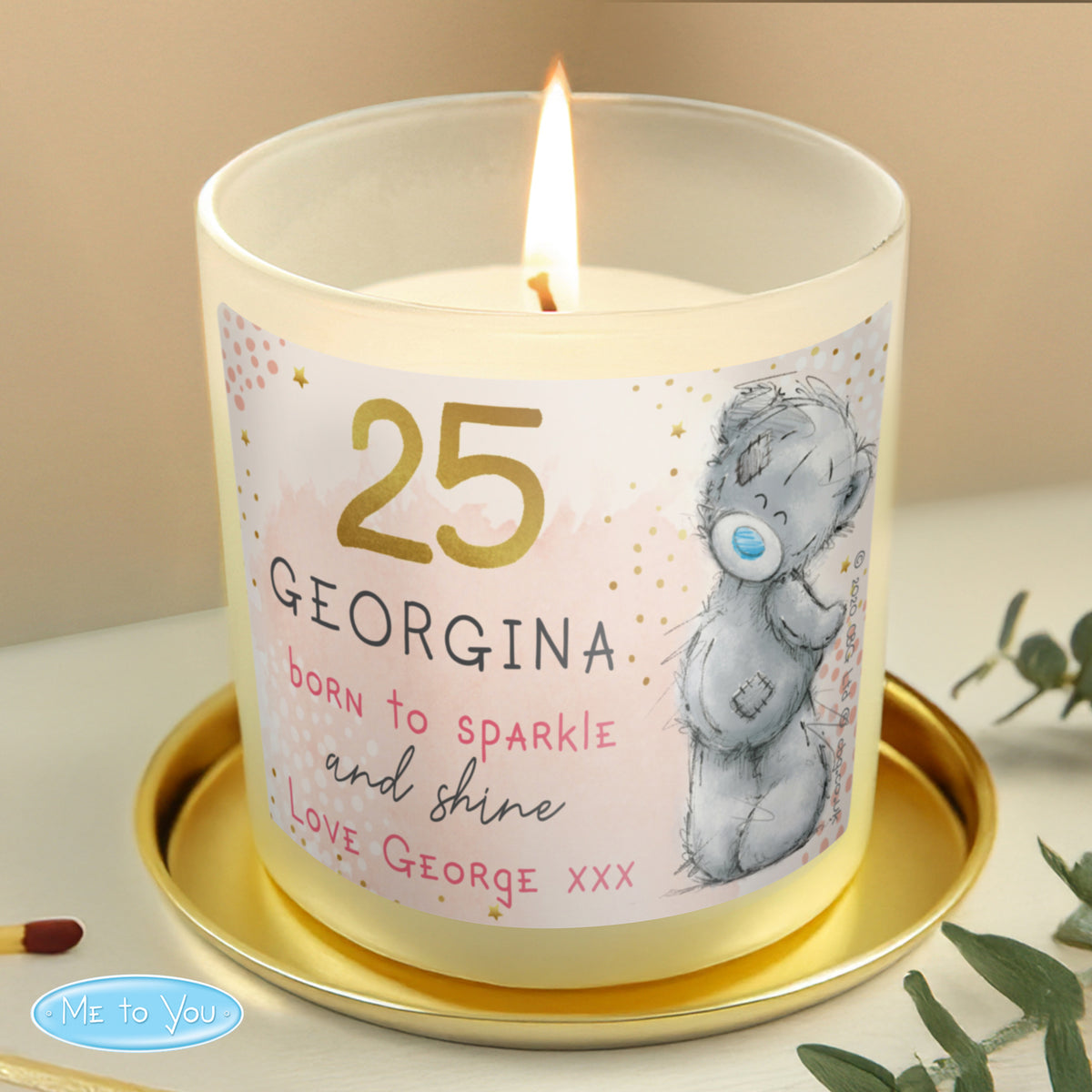 Me to You ‘Born to Sparkle & Shine’ Personalised Vanilla Candle | Birthday Gift for Her - Artfully Curated Creations and identify whats in the image