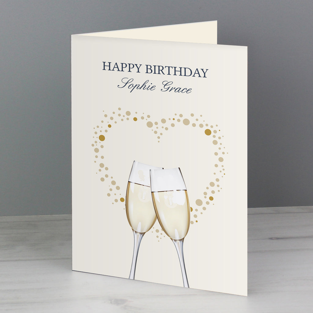 Personalised Gold Champagne Flutes Greeting Card | A Stylish Way to Celebrate Their Special Day