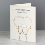 Personalised Gold Champagne Flutes Greeting Card | A Stylish Way to Celebrate Their Special Day