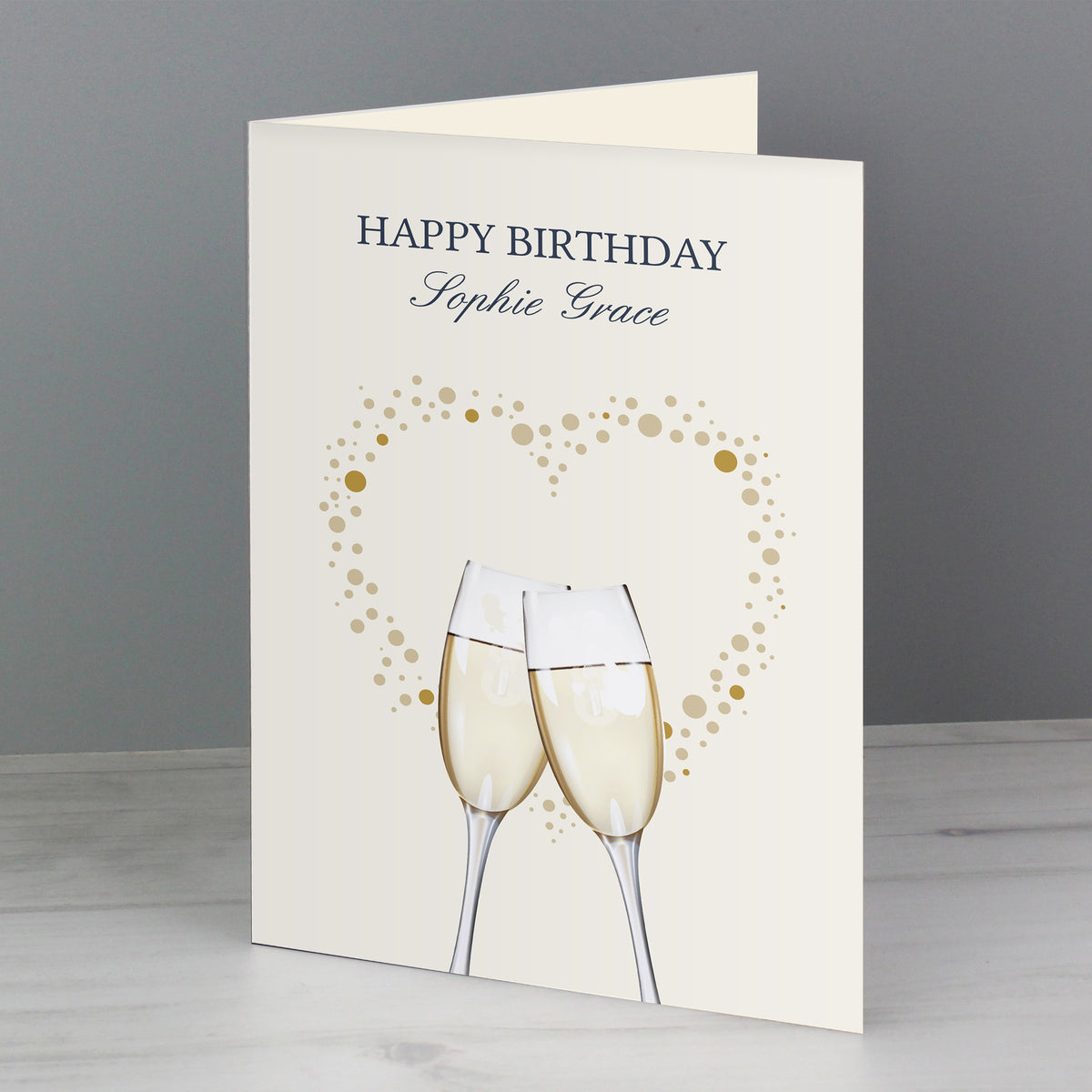 Personalised Gold Champagne Flutes Greeting Card | A Stylish Way to Celebrate Their Special Day - Artfully Curated Creations and identify whats in the image