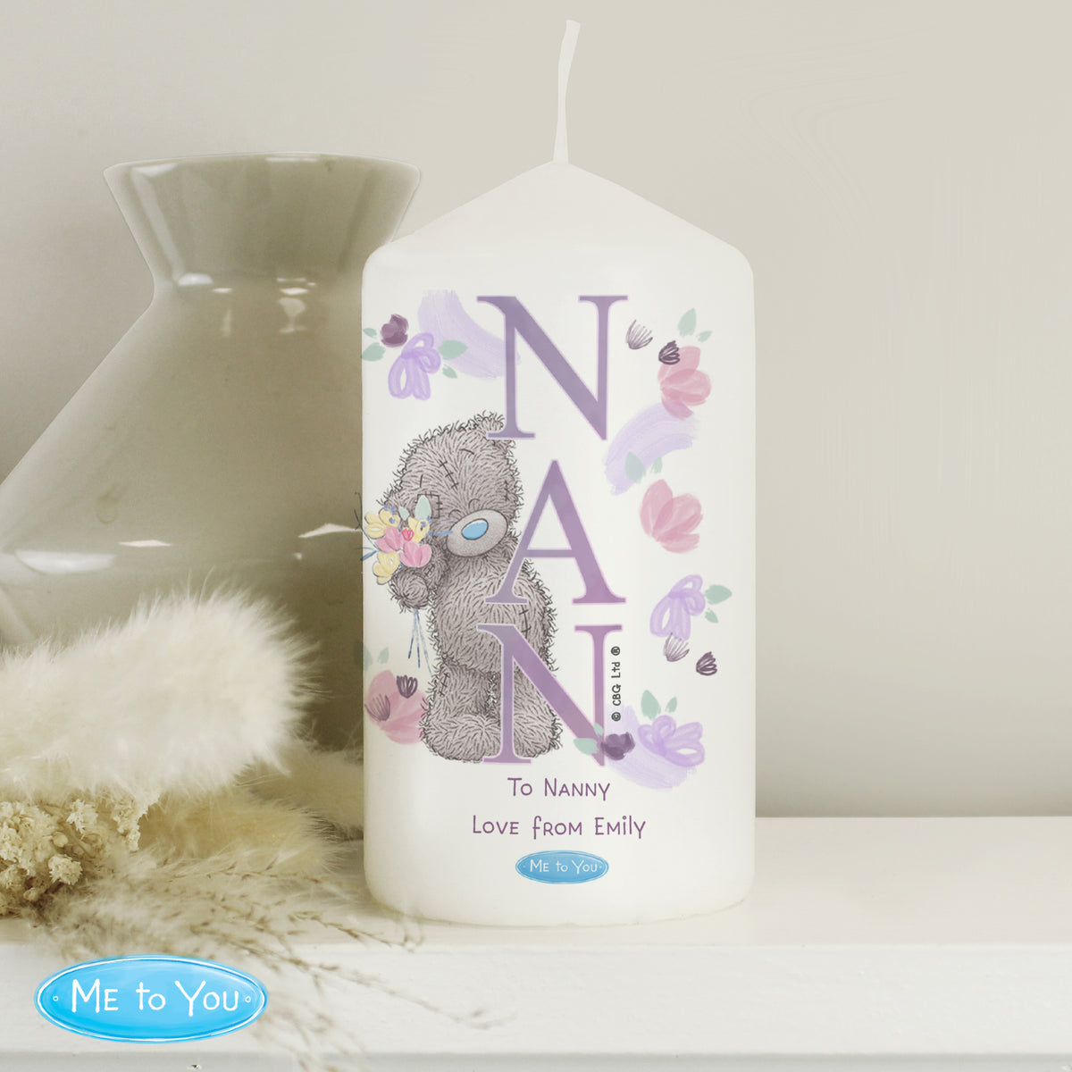 Me to You ‘NAN’ Personalised Pillar Candle |  A Heartfelt Gift For Nan - Artfully Curated Creations and identify whats in the image