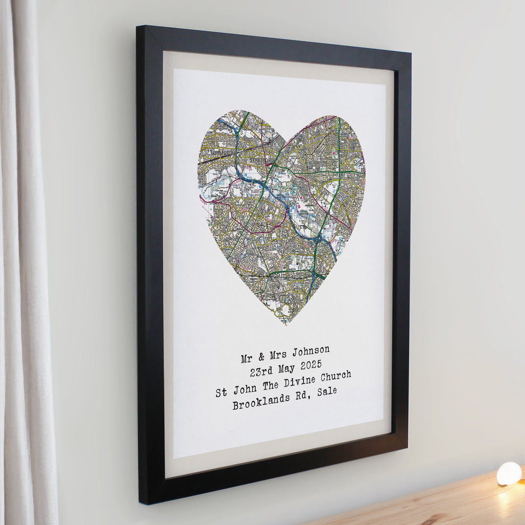 Personalised Present Day Map Framed Print | A Meaningful Gift for Any Occasion