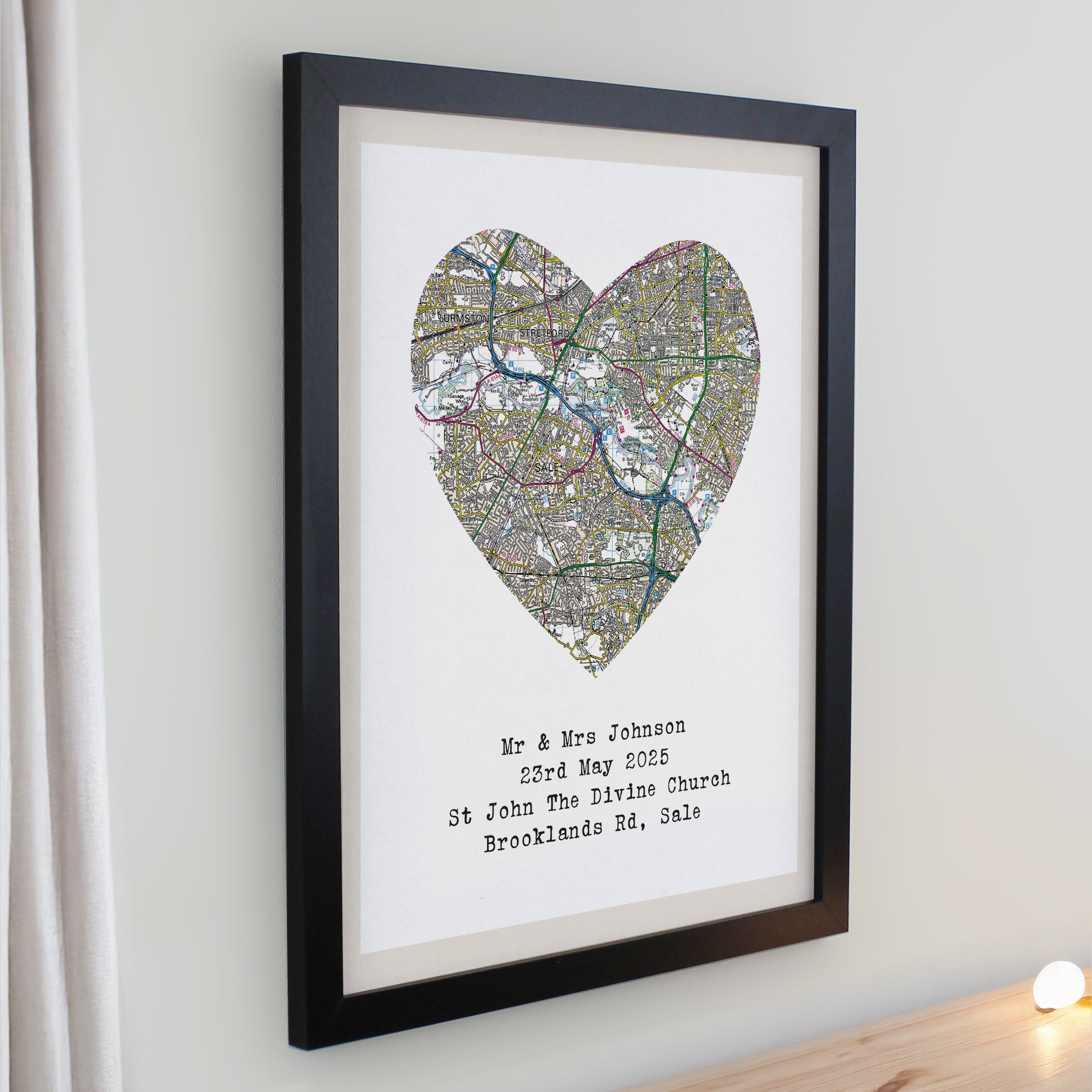 Personalised Present Day Map Framed Print | A Meaningful Gift for Any Occasion