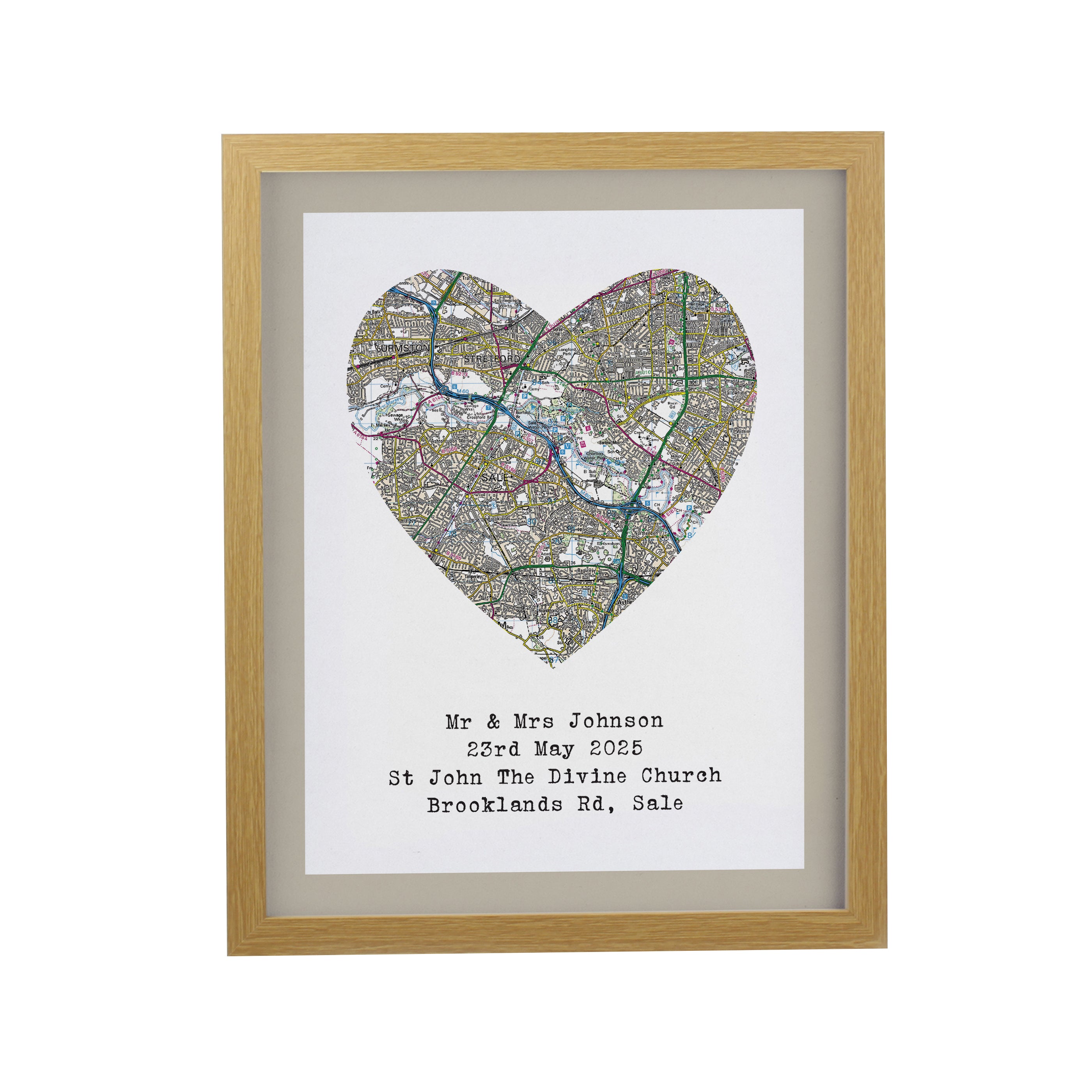 Personalised Present Day Map Framed Print | A Meaningful Gift for Any Occasion