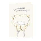 Personalised Gold Champagne Flutes Greeting Card | A Stylish Way to Celebrate Their Special Day