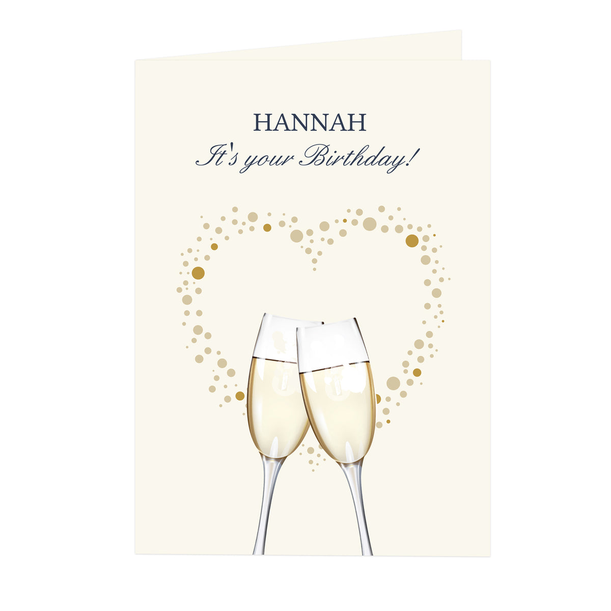 Personalised Gold Champagne Flutes Greeting Card | A Stylish Way to Celebrate Their Special Day - Artfully Curated Creations and identify whats in the image