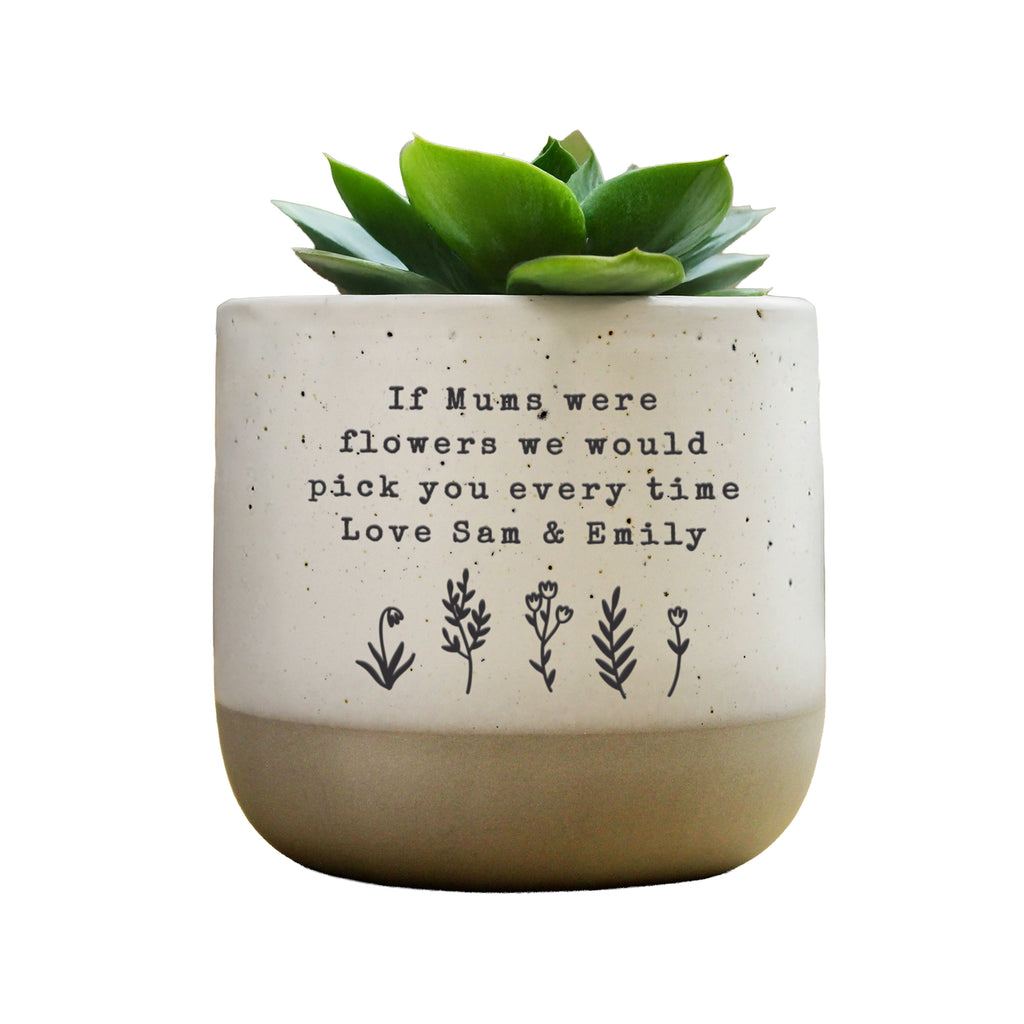 Personalised Floral Flecked Ceramic Plant Pot | A Beautiful Gift for Any Occasion