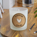 Personalised Heart Vanilla Scented Jar Candle | Custom Cork Label Gift