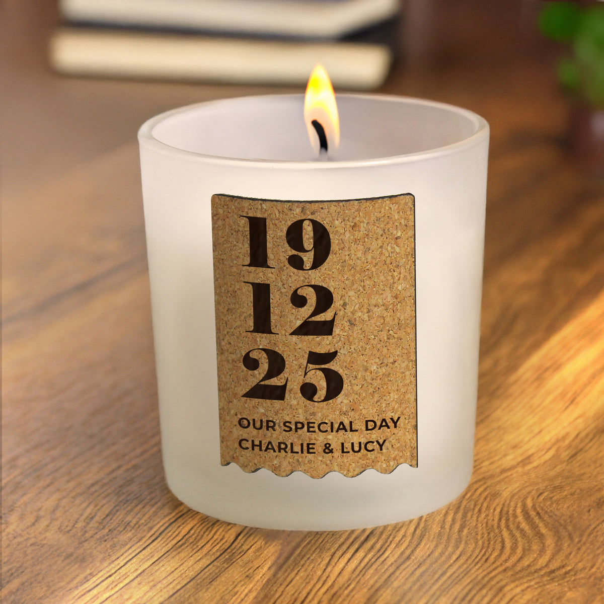 Personalised Vanilla Anniversary Cork Label Candle Jar | Custom Date & Message Keepsake - Artfully Curated Creations and identify whats in the image