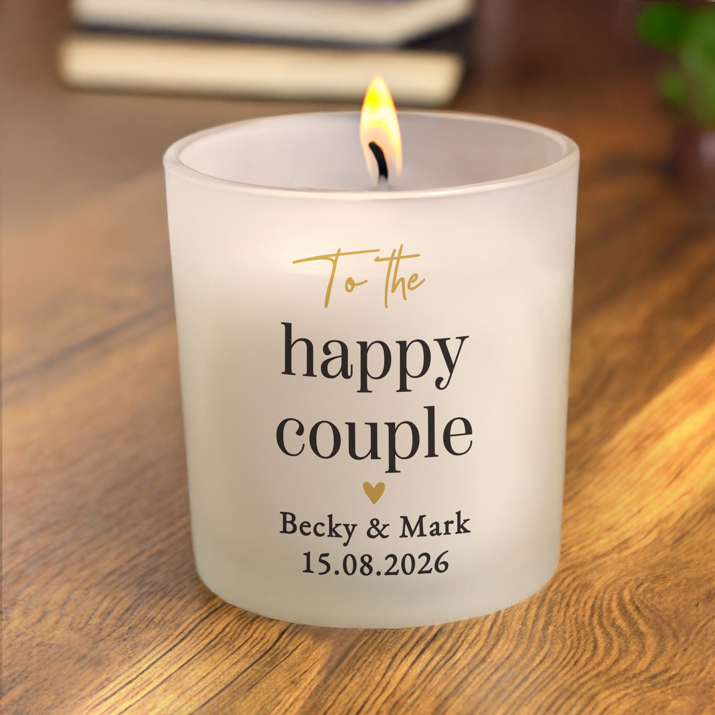 Personalised Black & Gold Frosted Candle | Custom Message Gift for Weddings & Anniversaries
