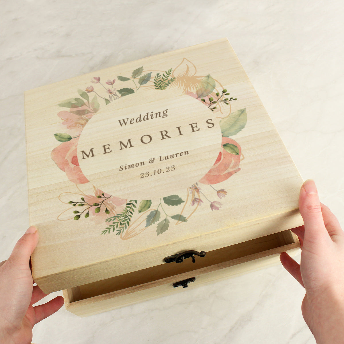 Personalised Wooden Keepsake Box | A Beautiful Place to Store Treasured Memories - Artfully Curated Creations and identify whats in the image