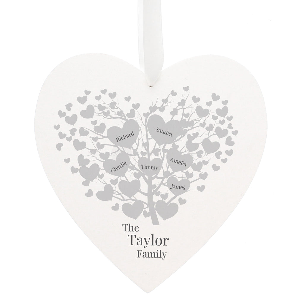 Personalised Family Tree Large Wooden Heart | A Beautiful Keepsake Gift for the Home