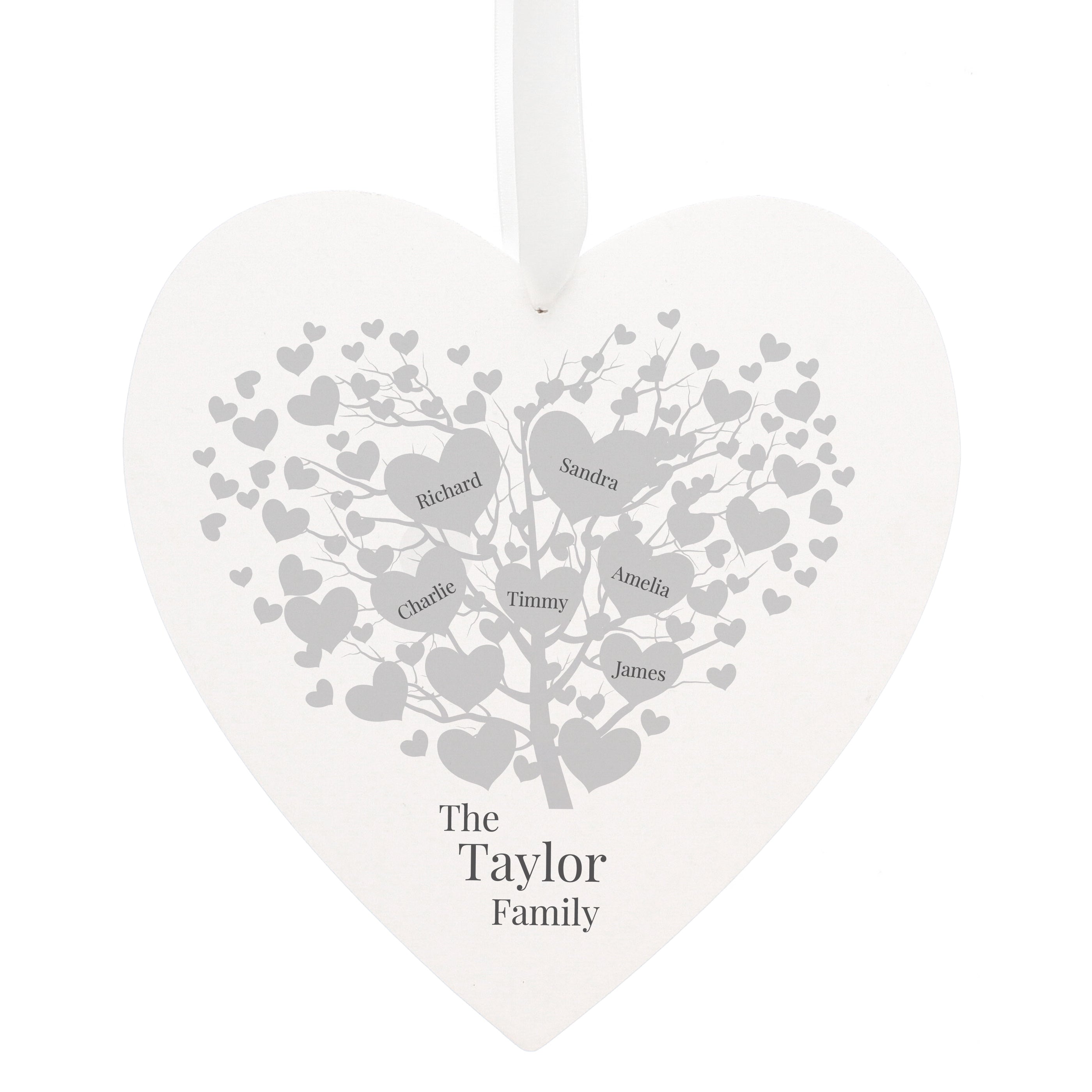 Personalised Family Tree Large Wooden Heart | A Beautiful Keepsake Gift for the Home