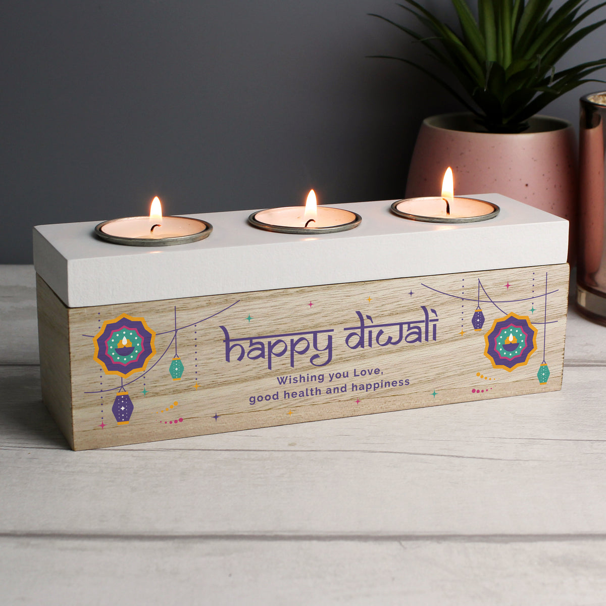Personalised Triple Tealight Holder – Diwali Gift - Artfully Curated Creations and identify whats in the image