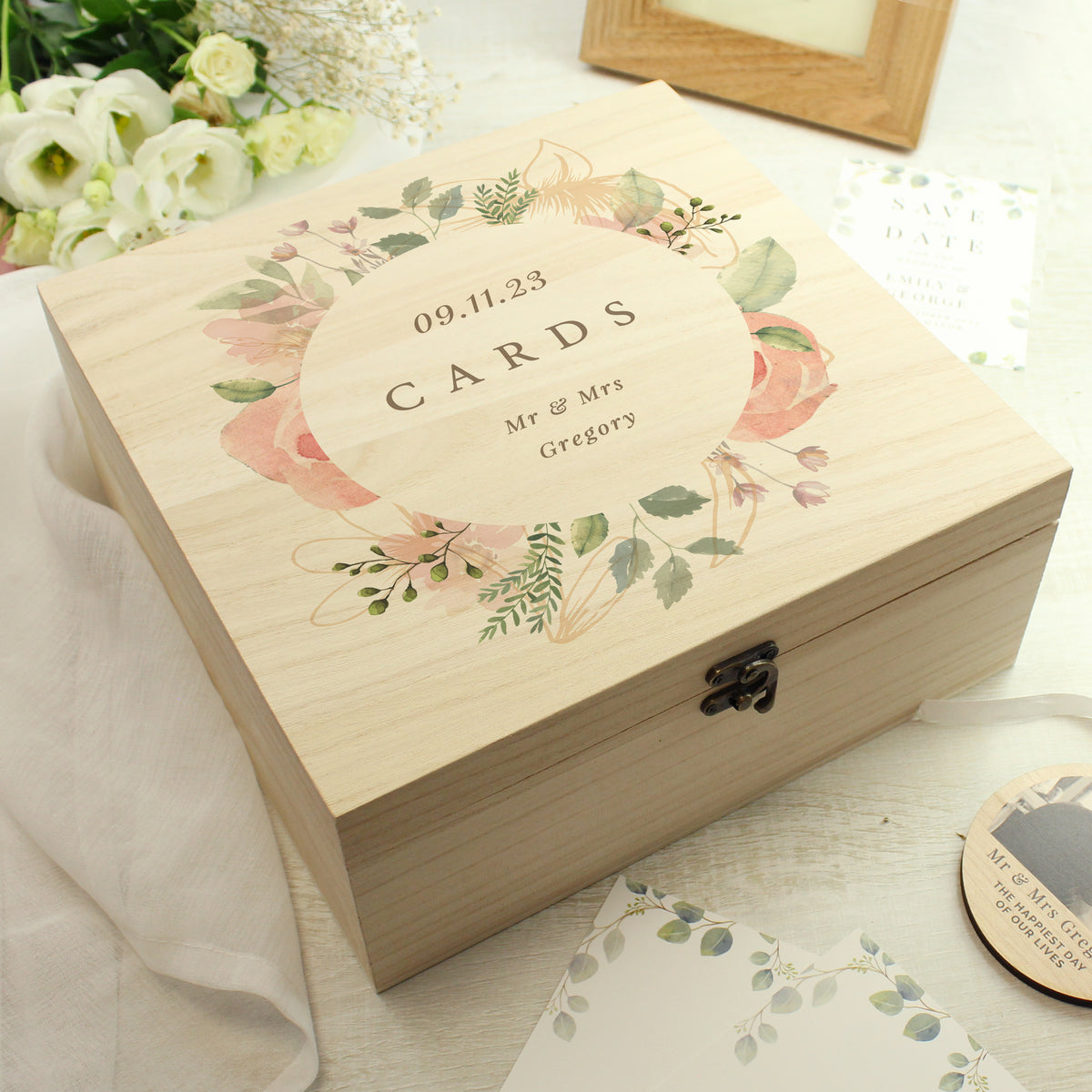 Personalised Wooden Keepsake Box | A Beautiful Place to Store Treasured Memories - Artfully Curated Creations and identify whats in the image